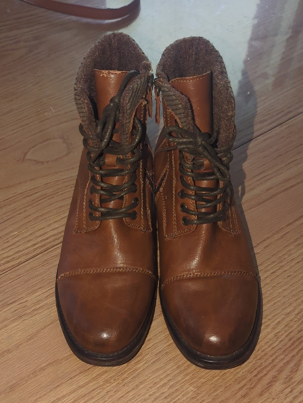 Apt. 9 Men's Cognac Brown Leather Lace-Up Boots